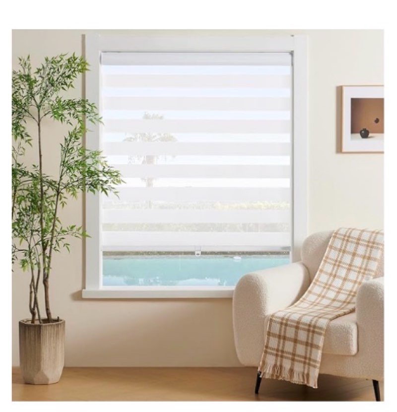 cordless zebra blinds window blind zebra shade blinds for windows roller sheer shades privacy light filtering shades for home kitchen bathroom (width 40'' x height 72'' white)