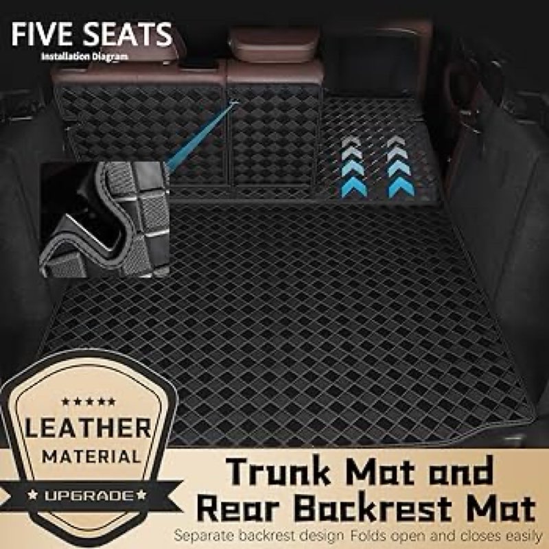 wdyoys cargo mat & backrest mats for 2025 2026 mazda cx-70 & cx70 phev accessories, all weather wate