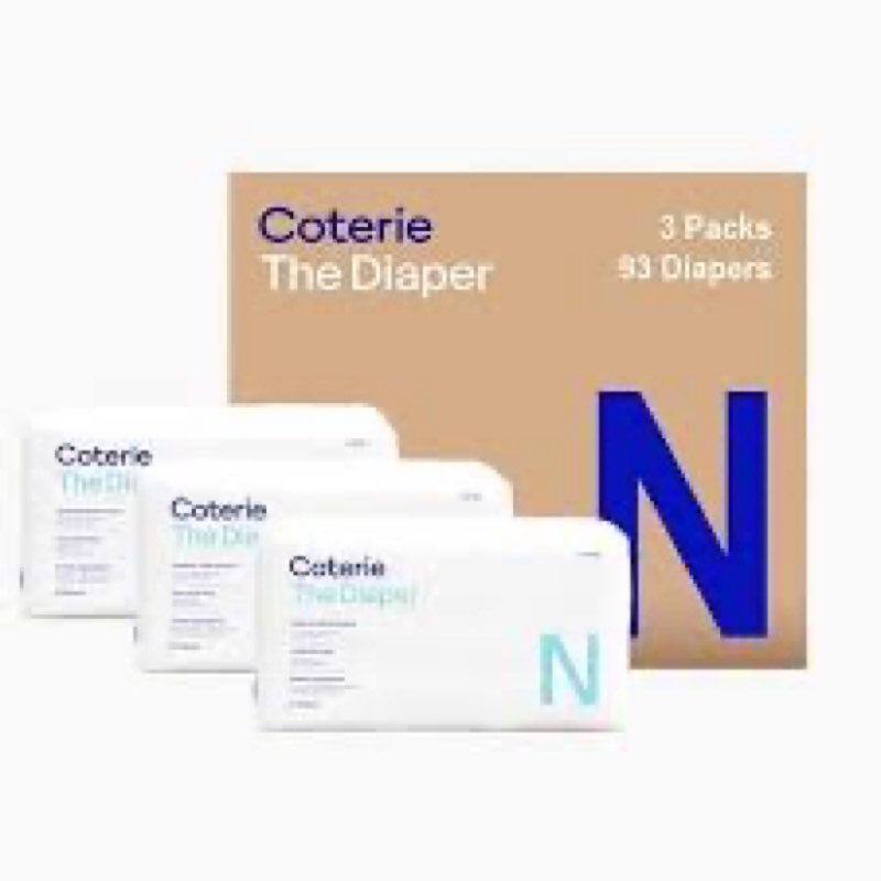 Coterie Diapers Hypoallergenic Natural Diapers Newborn Baby 3 pac.