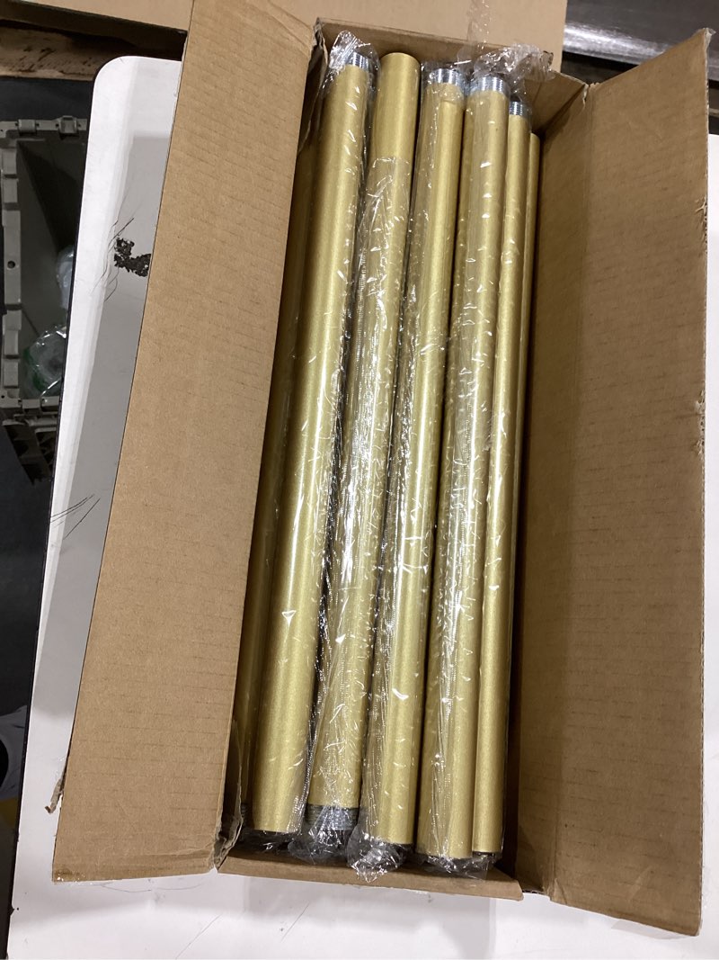Condition photo showing New/Like New for zyrw blackout curtain rod, adjustable extra long curtain rod for windows 66 to 184 inches(5.5-15.3ft), wrap around heavy duty rod, room darkening french return curtain rods, gold 66-184'' gold