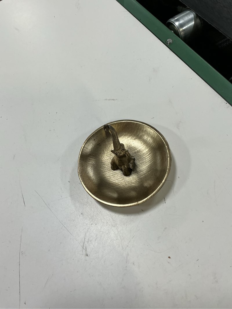 Condition photo showing New/Like New for nikky home vintage gold ring holder jewelry dish, good luck elephant trinket display decorative metal tray bowl classy birthday gifts for women
