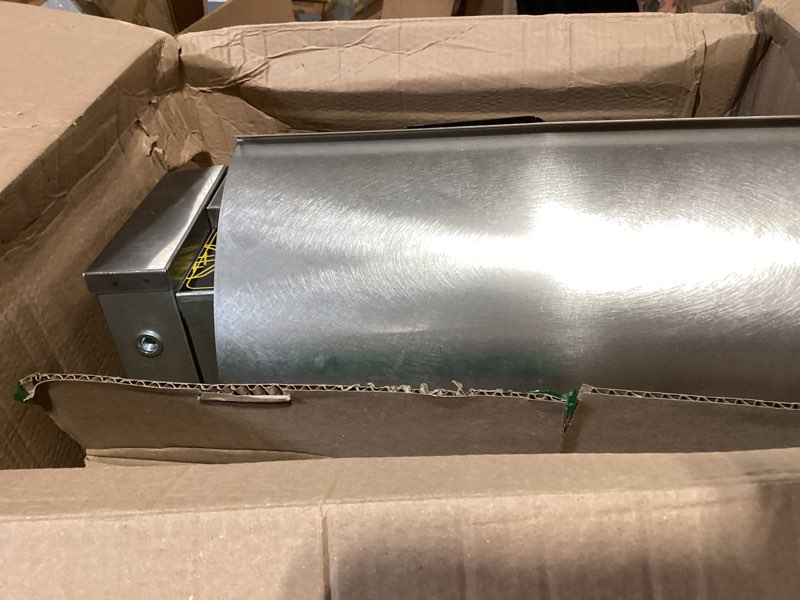 Condition photo showing As Is for dyna-living commercial conveyor toasters, 450 pcs/h commercial toaster electric conveyor belt toaster for restaurant, 1900w heavy duty stainless steel conveyor toasters for bun bagel bread