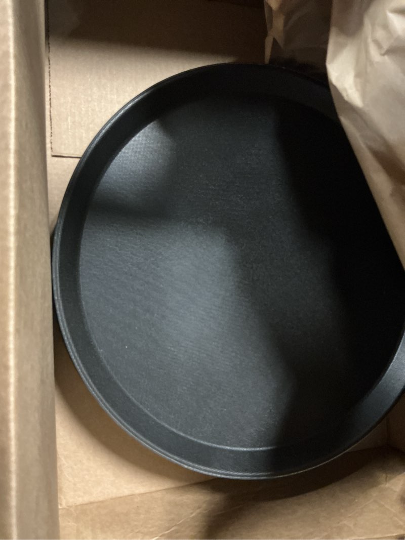 Condition photo showing Good Condition for 12 pcs black restaurant serving trays bulk plastic non slip surface round drink tray with raised edges for food meals drink bar kitchen hotel cocktail party (14 inch) 12 14 inch