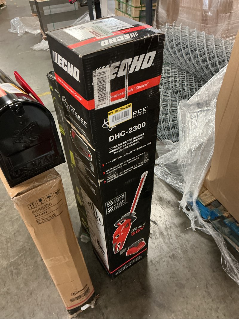 Condition photo showing New/Like New for echo 56v 22 in. double-sided reciprocating cordless battery powered hedge trimmer with 2.5ah battery and charger