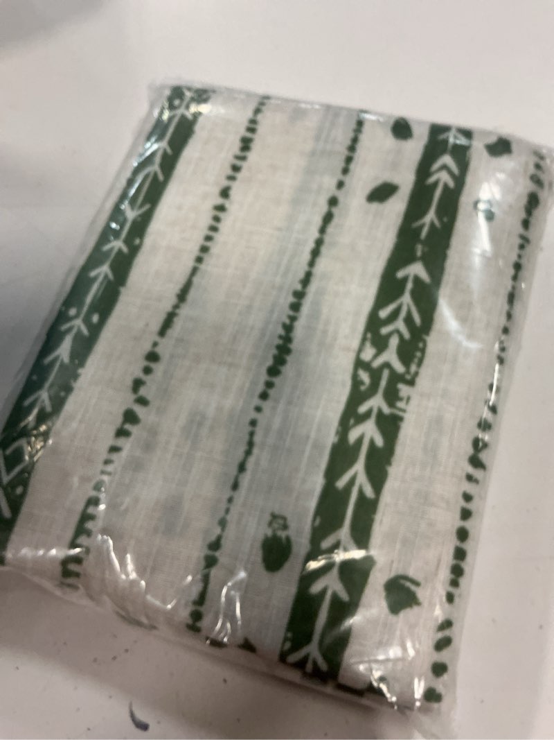 Condition photo showing Good Condition for green boho curtains for living room 63 inch length 2 panels set,vintage farmhouse semi privacy linen curtains,rustic country drapes with bohemian line printed for dining room, w52 x l63 52"w x 63"l (pack of 2) green