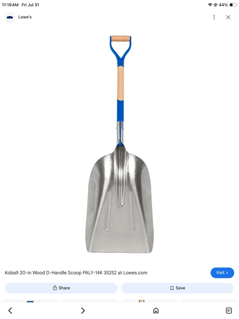 kobalt wood d-handle scoop