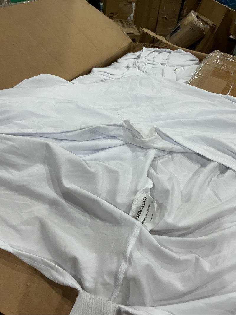 Condition photo showing As Is for spandex stretch folding chair covers for wedding party,universal fitted washable dining seat slipcovers protector decoration for holiday banquet birthday celebration event