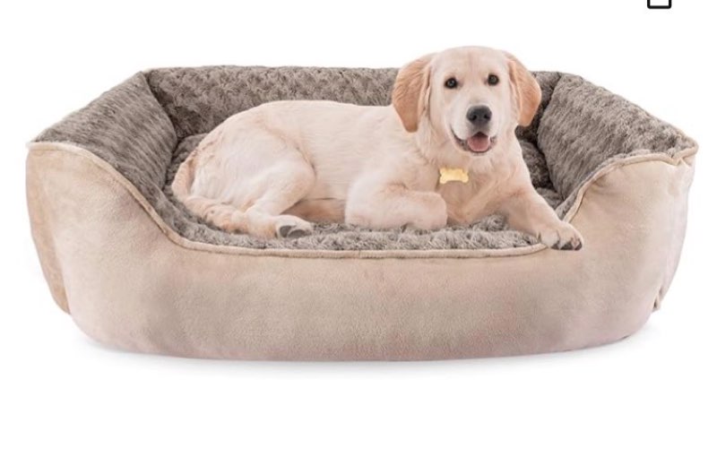 JOEJOY Rectangle Dog Bed for Large Medium Small Dogs - Washable Orthopedic Sofa Bed, Soft Breathable Puppy & Pet Cuddler, Durable Calming Dog Bed with Anti-Slip Bottom, Multiple Sizes, Beige