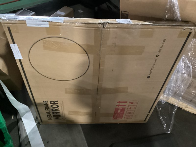 Condition photo showing New/Like New for tokeshimi 30 inch brushed nickel mirror round tempered, shatterproof bathroom vanity mirror circle, metal farmhouse wall mounted mirror for vanity, entryway, bedroom, restroom, living room 30"l x 30"w brushed nickel