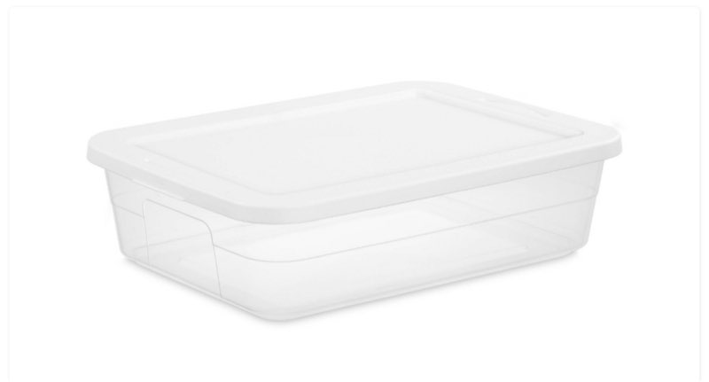 28qt Clear Under Bed Storage Box White - Room Essentials™: Portable, Lidded, Stackable Storage Container, Snap Closure ( incomplete missing cover) pack 4 