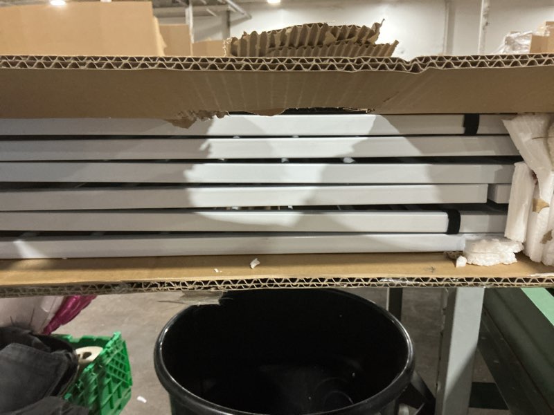 Condition photo showing As Is for Vantas Folding No-Assembly Metal Pet Gate 120" Wide, 32" Extra Tall Dog Gate with Door Walk Through, Freestanding Accordion Puppy Gate Dog Door for Indoor & Outdoor, with 2PCS Support - White ?6-Panel with Door?20W*32H White