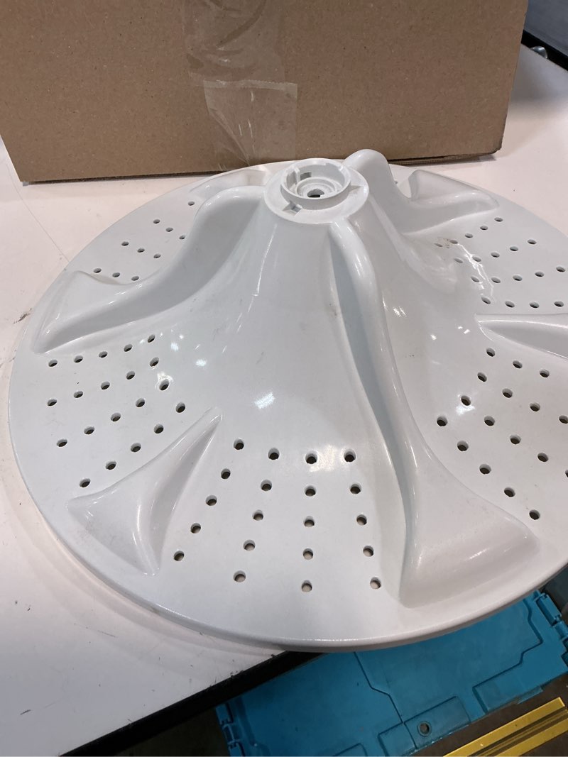 Condition photo showing As Is for w10215115 washer wash plate impeller for whirlpool crosley inglis washing machine 2dwtw5500xw0, 2dwtw5500xw1, 3lwtw5550yw0, 3lwtw5550yw2 replace ap6017209, w10215115, ps11750504, w10215118