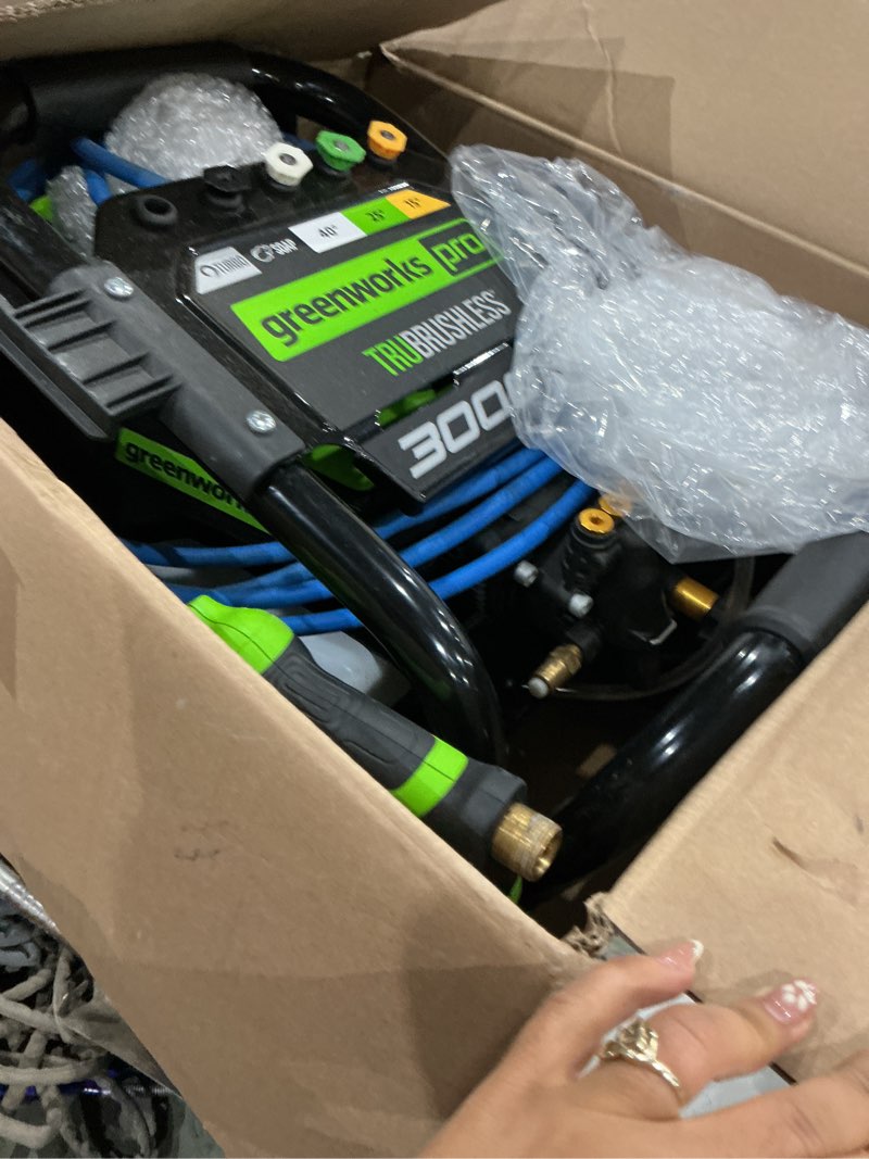 Condition photo showing As Is for greenworks pro 3000-psi 2.3-gpm cold water electric pressure washer
