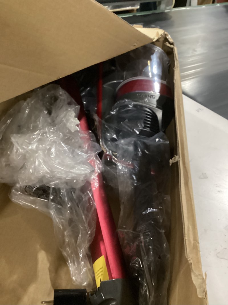 Condition photo showing As Is for not tested ***shark cordless vacuum cleaner, hepa filter, lightweight, portable, rechargeable, pet hair pickup, removable handheld, crevice, upholstery & dusting brush included, 40-min runtime, red, iz362h pet essential (40 min)