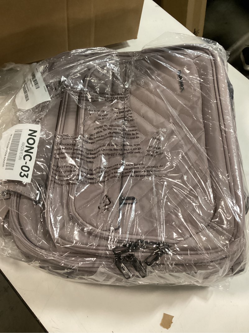 Condition photo showing Good Condition for VANKEAN Rolling Laptop Bag Women with Wheels, 15.6 Inch Rolling Briefcase for Women, Water Repellent Overnight Computer Bag with RFID Pockets for Travel Business Work, Light Dusty Pink Quilted Light Dusty Pink/Grey Purple