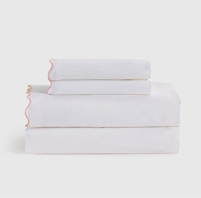 organic crisp percale duvet cover in rose scallop king (2 pieces )