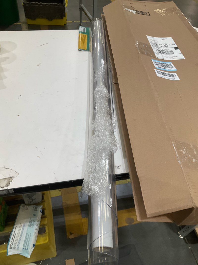 Condition photo showing Good Condition for 36 inch round clear table cover protector, clear round protector for dining room table, 1.5mm thick waterproof round plastic vinyl table pad clear 1.5mm 36" (round)