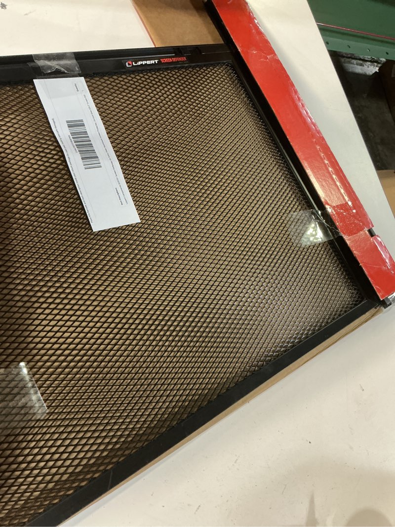 Condition photo showing Good Condition for lippert components 859791 screen defender rv entry door aluminum screen protector, 24-inch door (20.5" screen kit) 24-inch door (20.5\" screen kit)