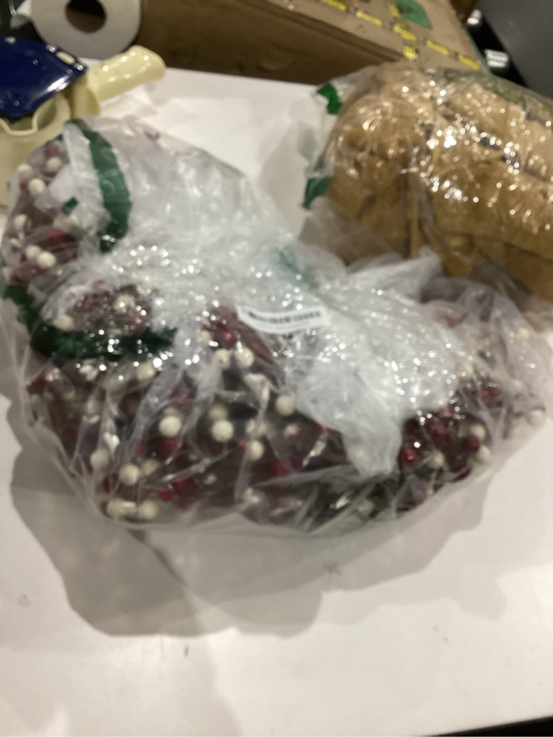 Condition photo showing Good Condition for 24 inch valentines day red and white berries wreath for front door, heart shape shiny berries wreath for home decor, wedding red and white wreaths for indoor and outdoor