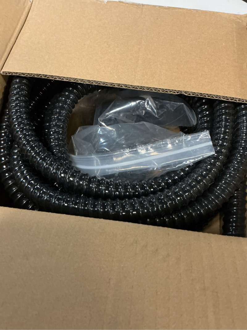 Condition photo showing Good Condition for (1/2" dia * 25 feet) yariwiz black special extra flexible electrical conduit liquid tight pvc conduit kit with 3 pcs coupling, 3 pcs elbow and 7 pcs strap, sealtight seal flex liquidtight wire 1/2 inch-25ft-kit