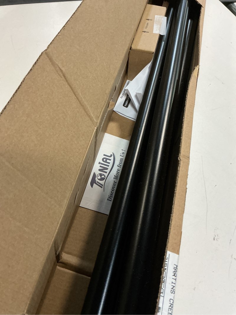 Condition photo showing Good Condition for TONIAL1 Inch Double Curtain Rods 72 to 144 Inch (6 to 12 ft), Heavy Duty Decorative Drapery Rod for Windows 69 to 140 Inch (5.75 to 11.7 ft) with Classic Cap Finial, Black Black 72-144"