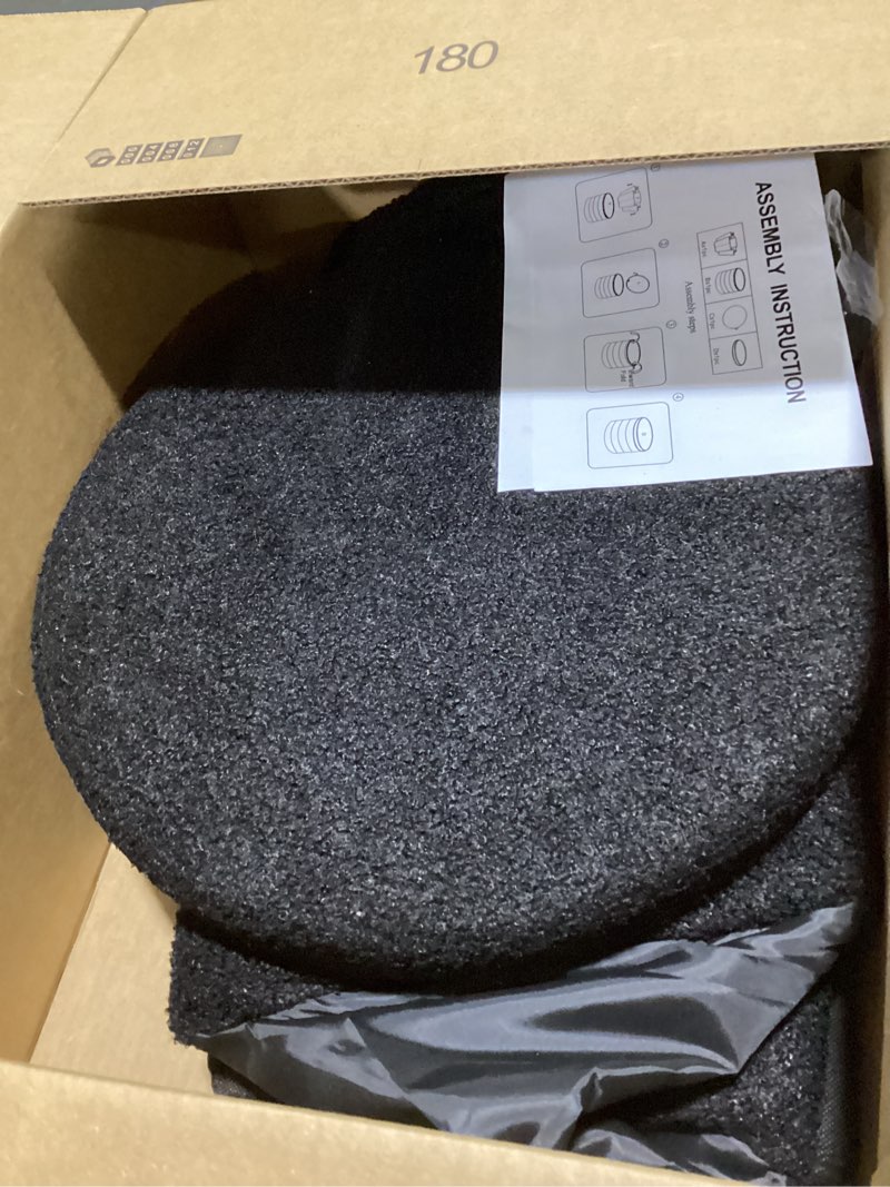 Condition photo showing Good Condition for round ottoman with storage, boucle ottoman coffee table, foot rest footstool for hallway, living room, bedroom-black 14.5"d x 14.5"w x 17.7"h black