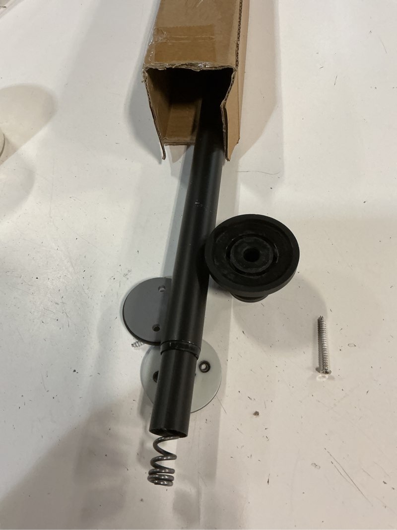 Condition photo showing As Is for briofox industrial shower curtain rod - 2-in-1 design tension curtain rod - rustproof non-slip 27 to 43 inch stainless steel, matte black window curtain rod 27-43 inches matte black