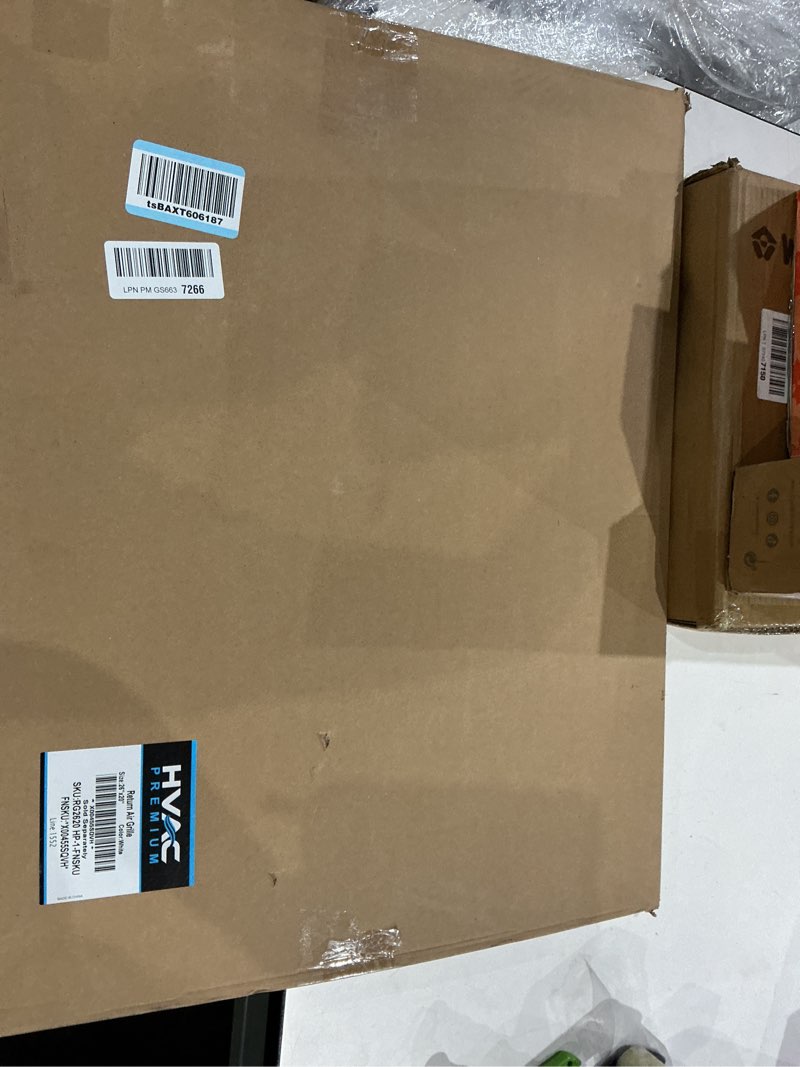 Condition photo showing New/Like New for 26" x 20" return air grille - sidewall and ceiling - hvac vent duct cover diffuser - [white] [outer dimensions: 27.75w x 21.75"h] 26 x 20