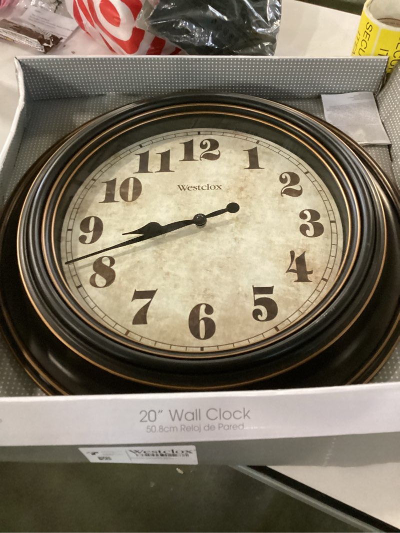 Westclox Traditional Large Wall Clock Battery-Operated Clock for Living Room, Bedroom, Office | Ideal Housewarming Gift (20 Inch, Rustwood)