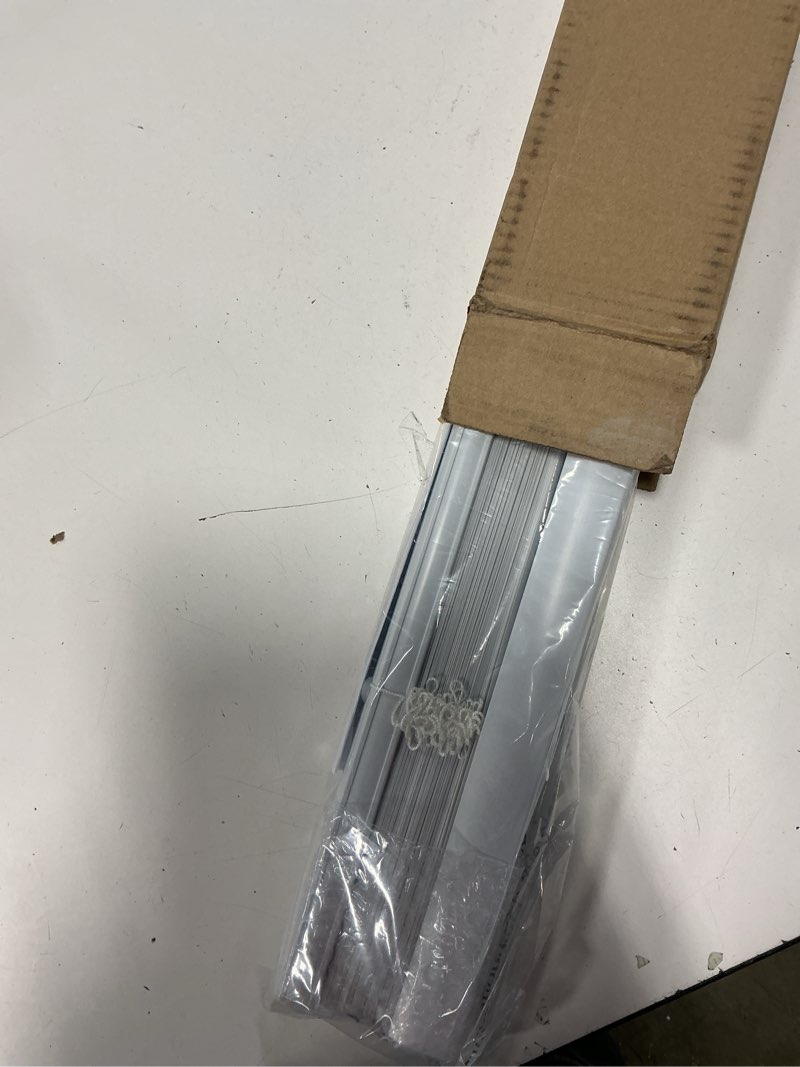 Condition photo showing New/Like New for lazblinds cordless white 1" room darkening vinyl mini blinds, 31" w x 64" h horizontal window blinds for home, cordless shades for indoor windows white 31"w x 64"h