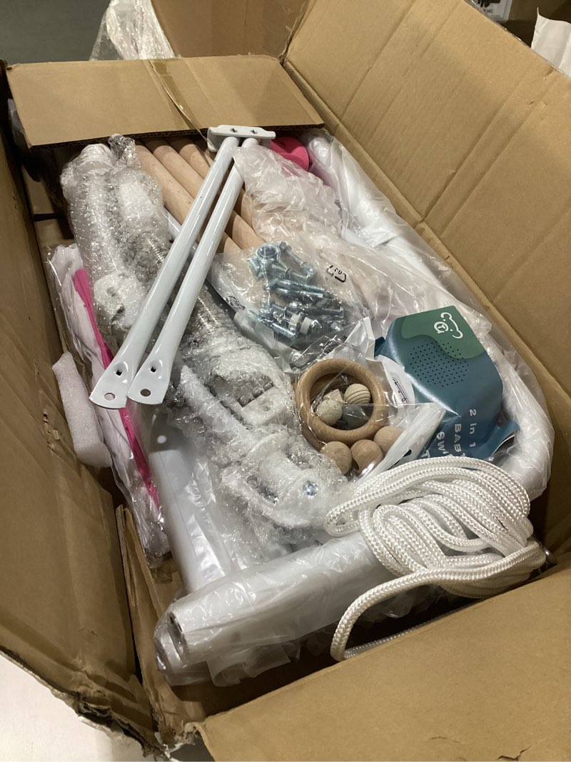 Condition photo showing New/Like New for 2 in 1 Baby Jumper with Toddler Swing, Baby Jumpers and Bouncers,Indoor Outdoor Toddler Swing Set?Pink?