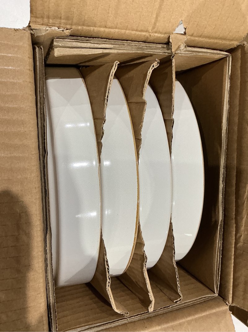 Condition photo showing Good Condition for gbhome 9'' large ceramic pasta bowls, 32oz stoneware pasta serving bowls set of 4 for kitchen, wide bowls for fruit,pasta,salad,oatmeal,meal, microwave safe, pearl white pearl white 32oz