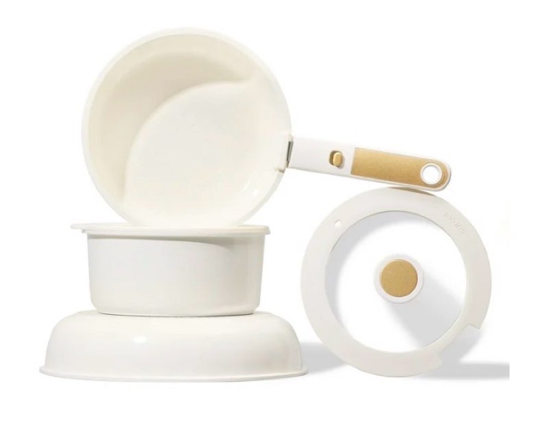 carote nonstick detachable pots and pans set, 6 pieces non toxic cookware set with induction, oven/dishwasher safe, easy for storage, granite white