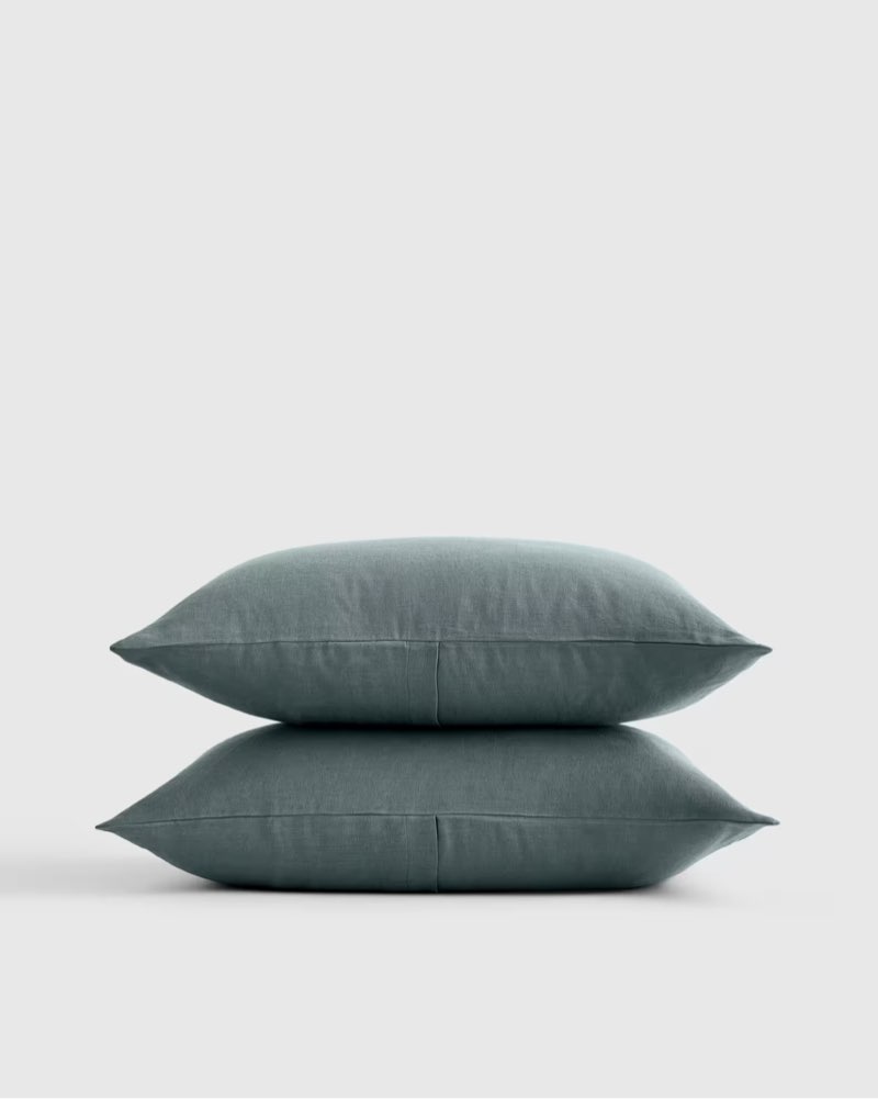 quince european linen sham set of 2 king/20x36 in/ocean