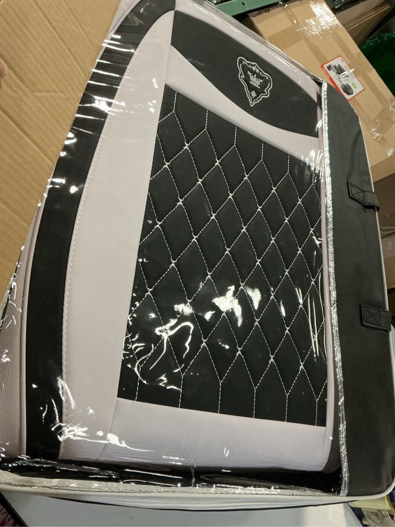 Condition photo showing Good Condition for car seat covers full set, super luxurious heavy duty waterproof leather automotive vehicle cover for cars suv pick-up truck, universal non-slip black white seat car accessories (full set/white)
