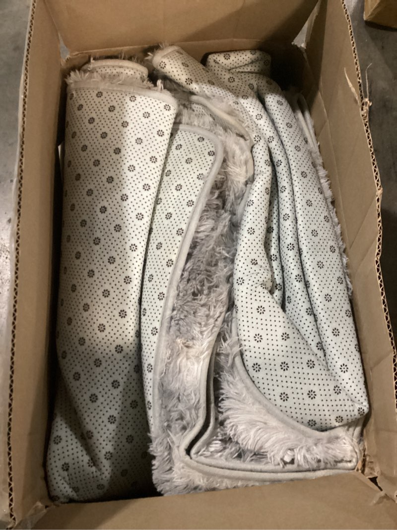 Condition photo showing As Is for rezutan rugs for living room, area rug 6x9 fluffy rug carpet, soft shaggy modern floor for kids boys girls bedroom, plush fuzzy dorm rug,(grey tie-dyed,6ft x 9ft) grey tie-dyed 6' x 9' (rectangular)
