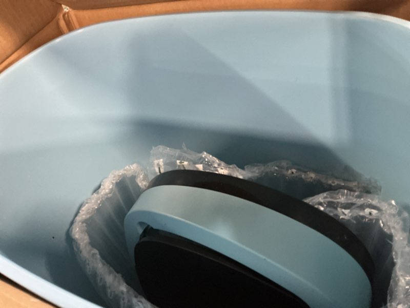 Condition photo showing Good Condition for bestoffice | 13 gallon plastic trash can with lid | blue | automatic touchless garbage can | odor control | modern oval design | easy to clean | fits any kitchen, bathroom, office or home plastic blue