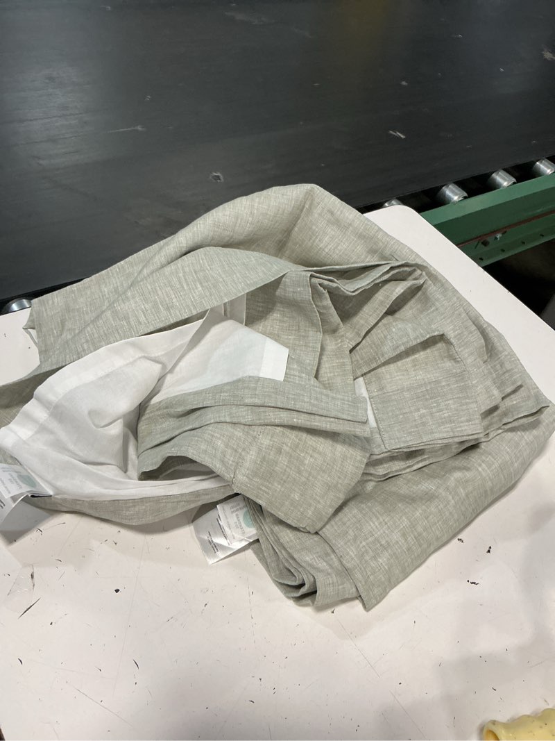 Condition photo showing Good Condition for quince european linen room darkening curtain - single panel sage/48x96