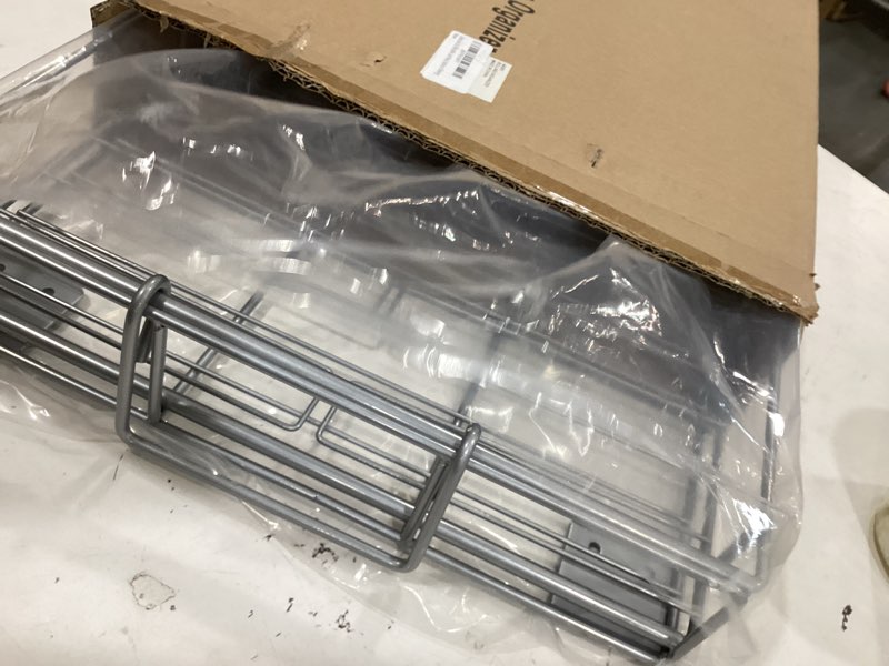 Condition photo showing As Is for collections etc flat rolling floor shelf metal storage cart - expandable to 24" w - slim cart holds up to 22 lbs. on 4 caster style wheels, fits under beds, desks or shelving