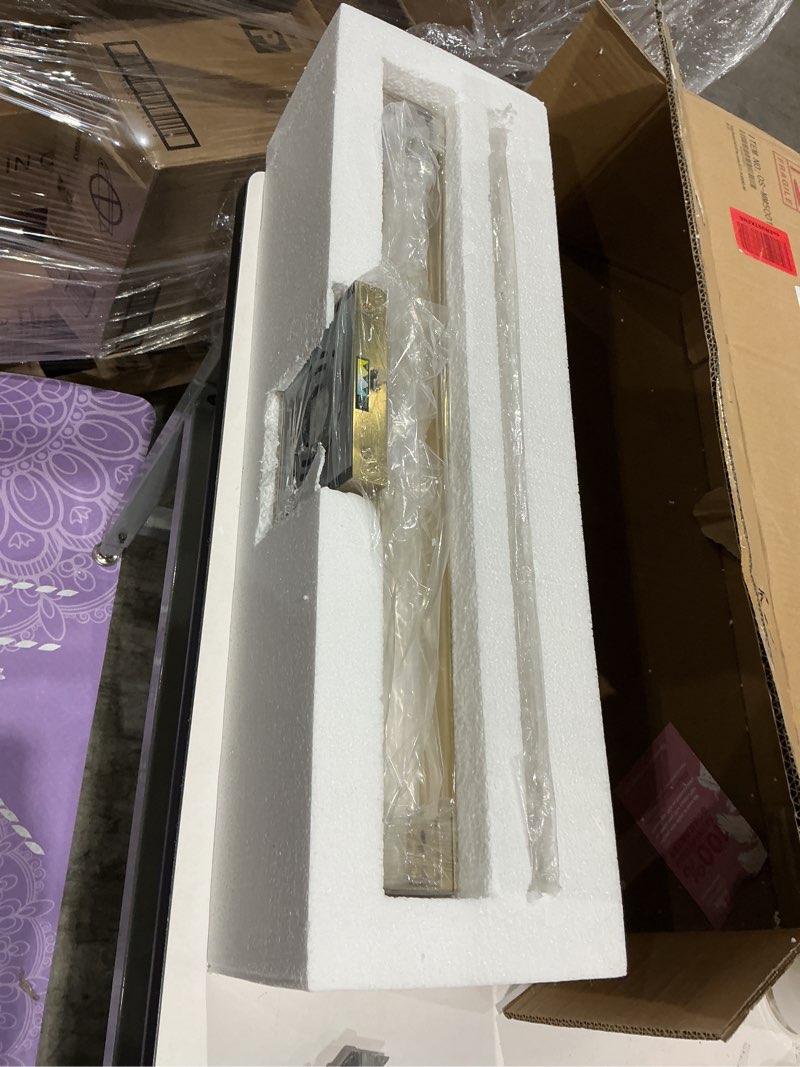 Condition photo showing Good Condition for brushed gold led bathroom vanity light, 24.4 inch 15w modern dimmable bathroom light fixture over mirror, crystal bar wall sconce lighting for bath, 3cct, os-mm5001-3bg gold 24.4" l, 15 watts