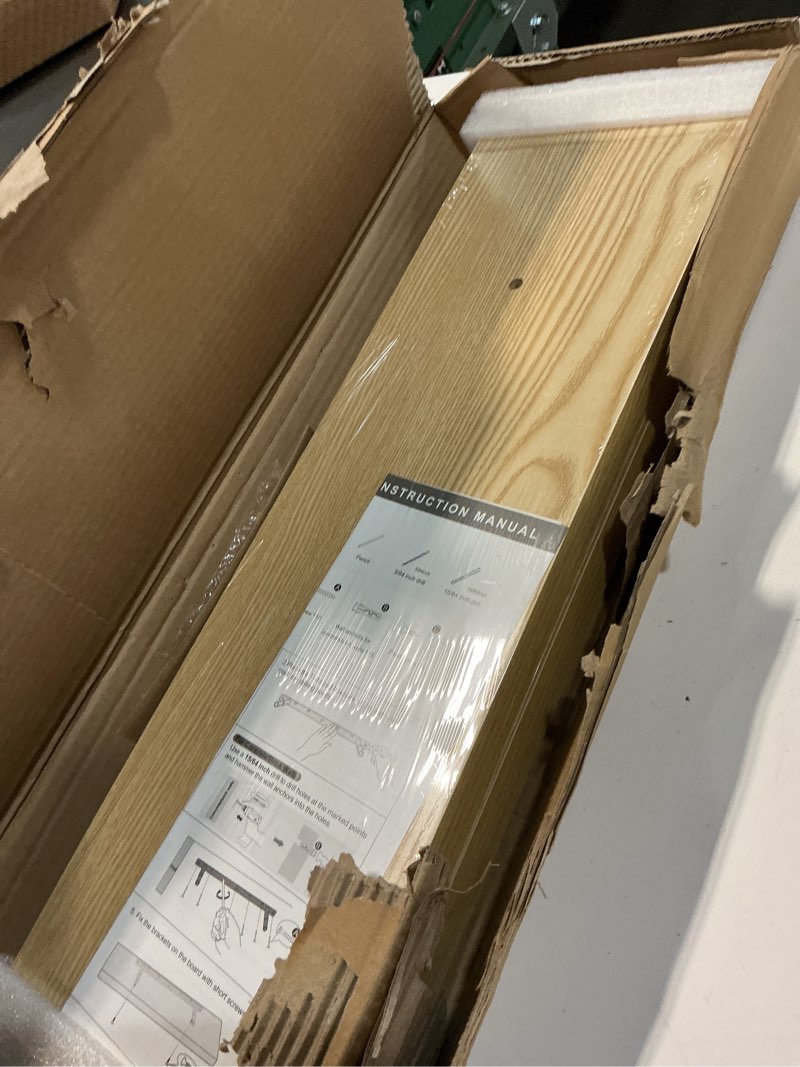 Condition photo showing Good Condition for BAYKA Floating Shelves, 22.5 inches Wall Mounted Wood Shelves for Bathroom, Bedroom, Living Room, Kitchen, Hanging Shelf for Books/Storage/Decor (Oak-Toned,Set of 2) E. Light Oak-toned - Mid-century Revival Style 22.5inches?for Books & Kitchenware?