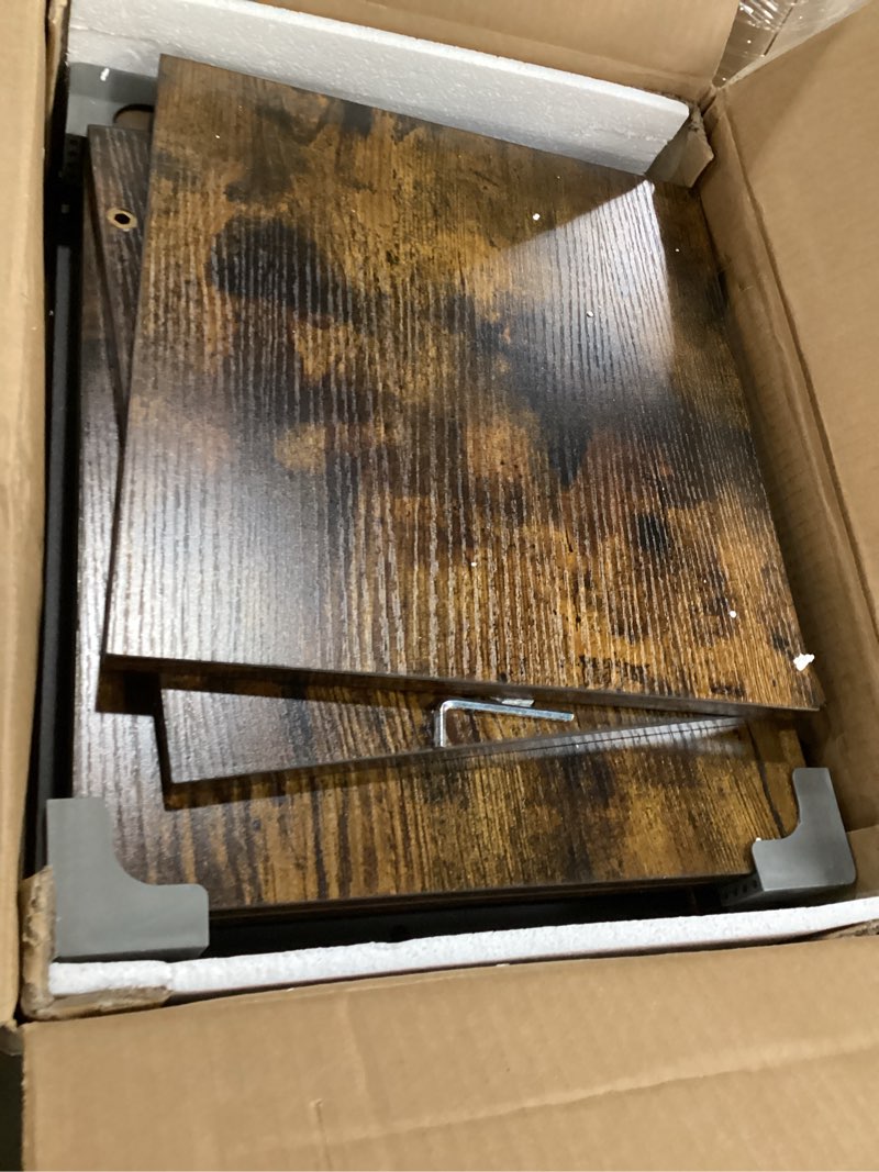 Condition photo showing As Is for snughome 10-30 gallon fish tank stand, aquarium stand 2-tier storage shelves, heavy duty terrarium stand for home office fish tank shelf, 30" l x 11.8" w x 30.7" h, rustic brown
