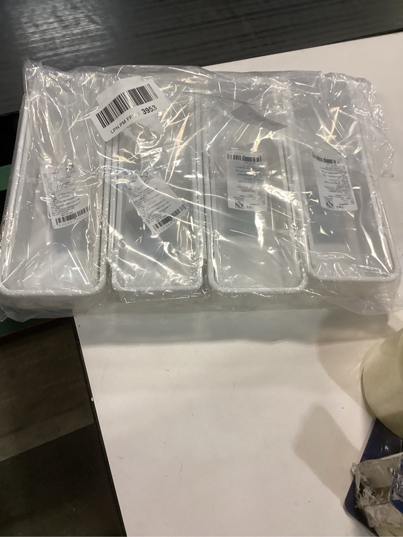 Condition photo showing New/Like New for Drawer Organizers Set,Expandable Drawer Organizer Trays,Drawer Organizer Bins for Bedroom,Bathroom, Kitchen, Office (White,4pack) White 4pack