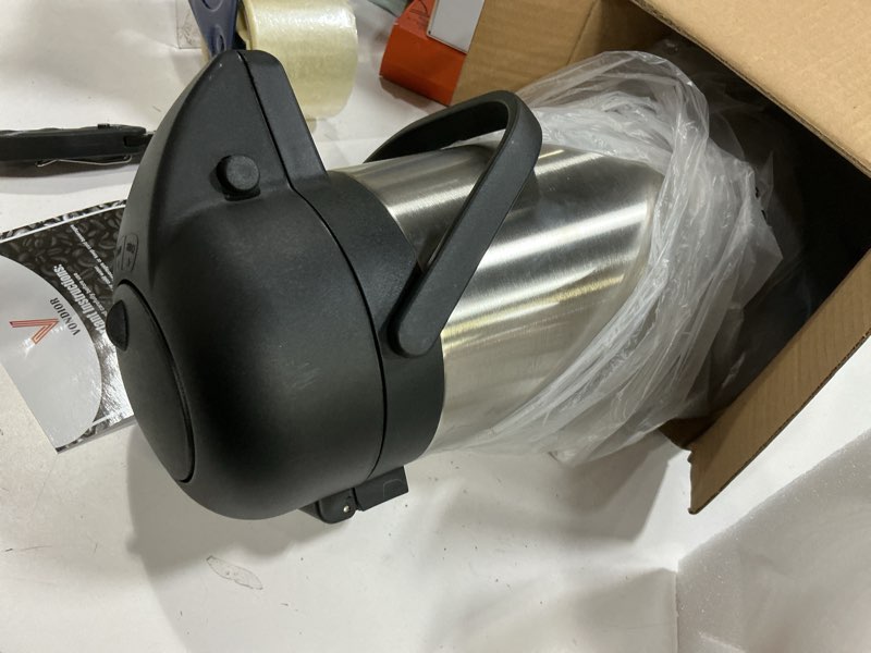 Condition photo showing As Is for coffee carafe for keeping hot - 102oz/3l airpot coffee dispenser with pump - insulated stainless steel hot beverage dispenser for parties - thermal carafe for hot drinks water tea chocolate 102 ounces 1 pack