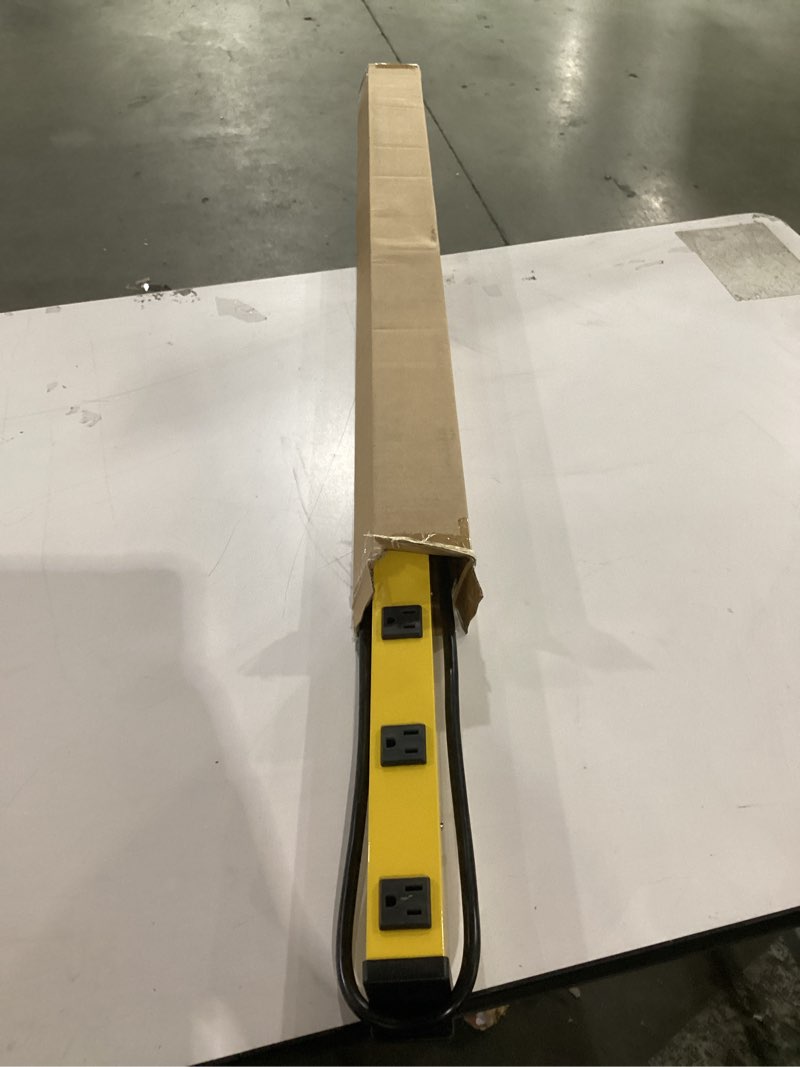 Condition photo showing Good Condition for tiffcofio metal power strip, 9 widely space outlets, wall mountable power strip surge protector, 6 ft extension cord,15a/1875w, etl listed (9 outlet)
