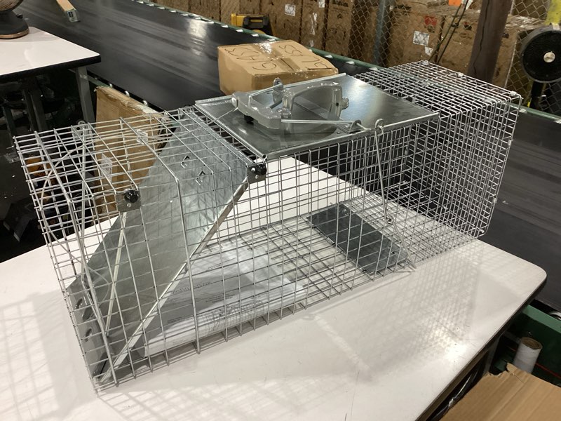 Condition photo showing New/Like New for havahart 1085 large 1-door easy set humane live animal trap for armadillos, cats, groundhogs, muskrats, opossums, raccoons, skunks - havahart live animal cage trap