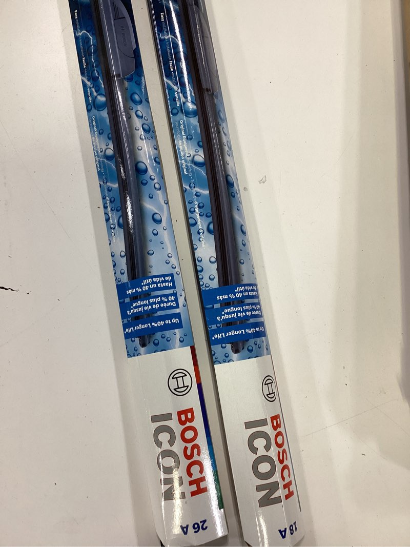 Condition photo showing Good Condition for bosch 26a18a icon beam wiper blades - driver and passenger side - set of 2 blades (26a & 18a) front (26a & 18a) icon combo pack (front)