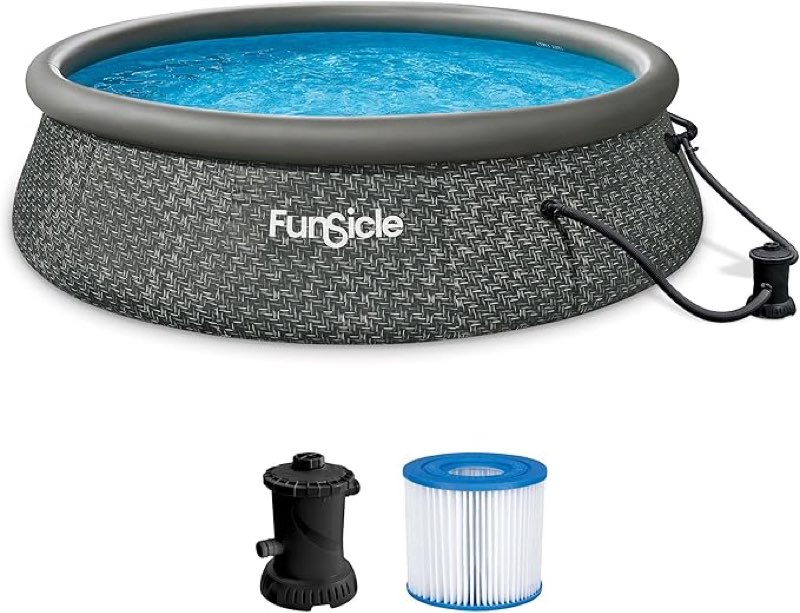Funsicle 12 x36  QuickSet Ring Top Designer Swimming Pool  Dark Herringbone