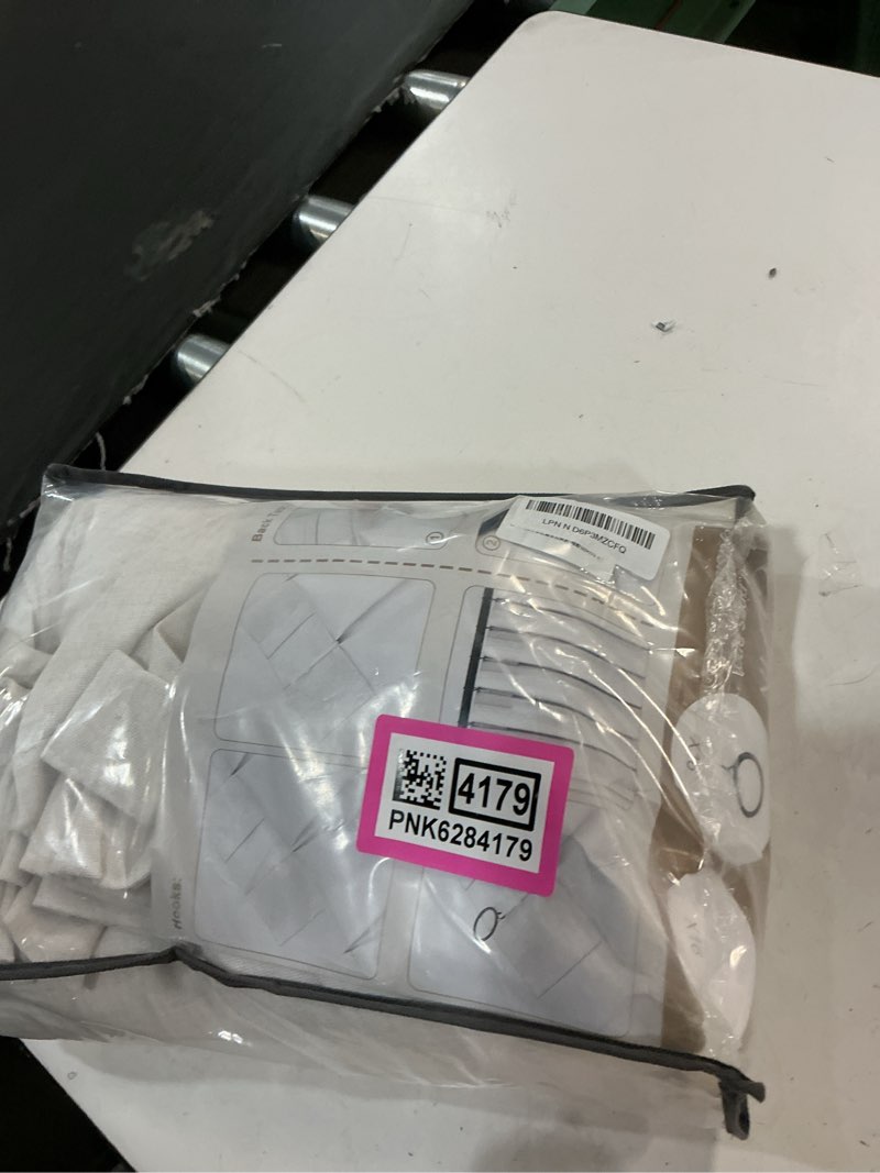 Condition photo showing As Is for linen sheer curtains 108 inches long 2 panels, natural beige white floor to ceiling double pinch pleated&back tab boho light filtering semi 9ft for large window office/living room/bedroom aesthetic beige white 40"w x 108"l( pack of 2)