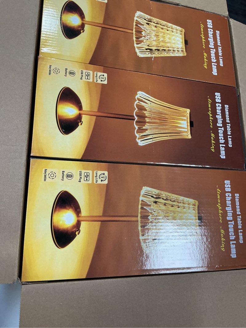 Condition photo showing Good Condition for Liliful 6 Pcs LED Portable Cordless Table Lamp Touch Battery Operated Rechargeable Gold Desk Lamp 3 Color Dimmable for Bedroom Living Room Dining (Gold,Rose Style) Gold Rose Style 6